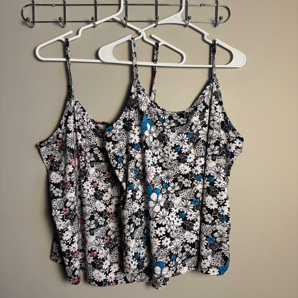Lane Bryant *Lot‎ Of 2* Women's Floral Cami Tank Top Size 18/20W Daisy Layering